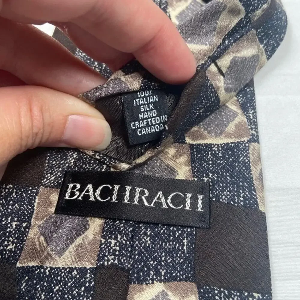 Bachrach Italian Silk Necktie Hand Crafted in Canada Patterned